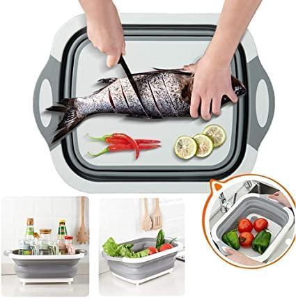 3 in 1 Foldable Cutting, Chopping Board, Collapsible Dish Tub