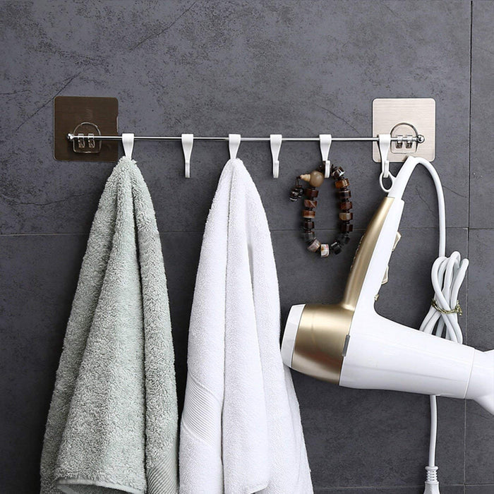 Stainless Steel 6 Hooks Wall Mounted Utensil Hanging Rack Holder